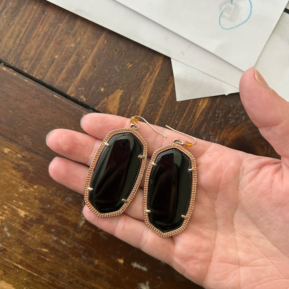 Black and Rose Gold Statement Earrings